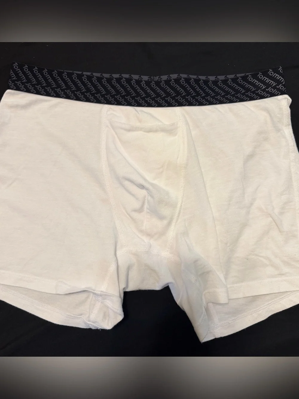 Tommy John White Boxer Briefs with Black Logo Waistband